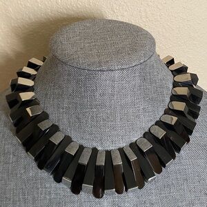 Vintage Art Deco Machine Age style fringe bib necklace